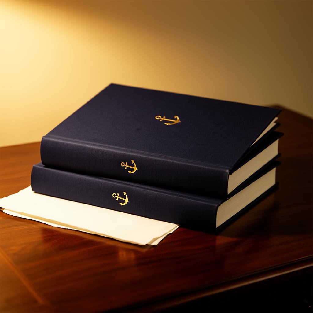 Hardcover books from Anchored Word Publishing with antique gold anchor emblem